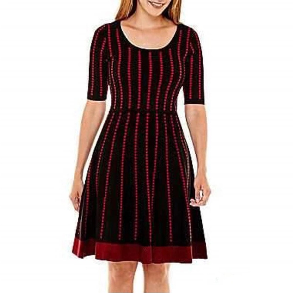 Like New Danny & Nicole Fit & Flare Sweater Dress Black-Ruby